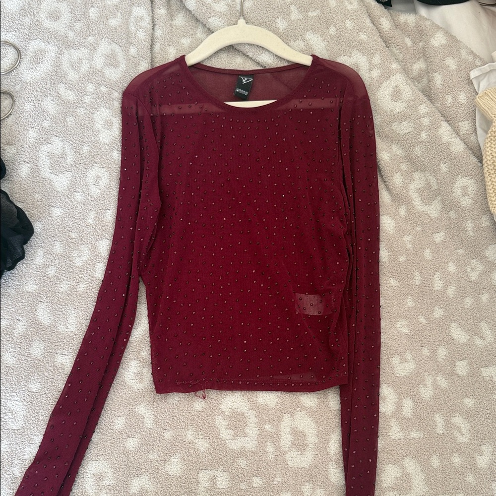 Windsor Deep Red Long Sleeve Top
